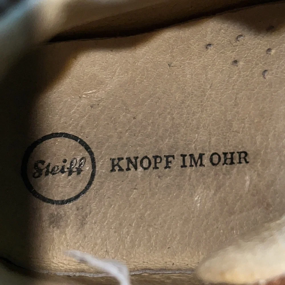 RARE Steiff KNOPF IM OHR Hi Top Leather Sneaker 13/30 Teddy Bear applique Unisex